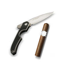 Load image into Gallery viewer, S.T. Dupont Knife Cigar Cutter Drop Point Carbon Steel