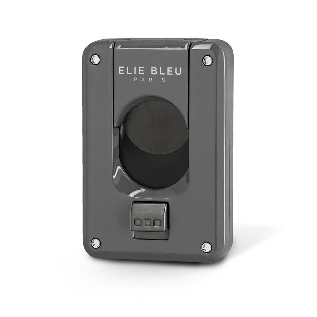 Elie Blue Cigar Cutter Double Blade Grey Lacquered