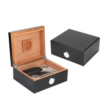 Load image into Gallery viewer, SKRLN Cedar Wood Black Humidor Set
