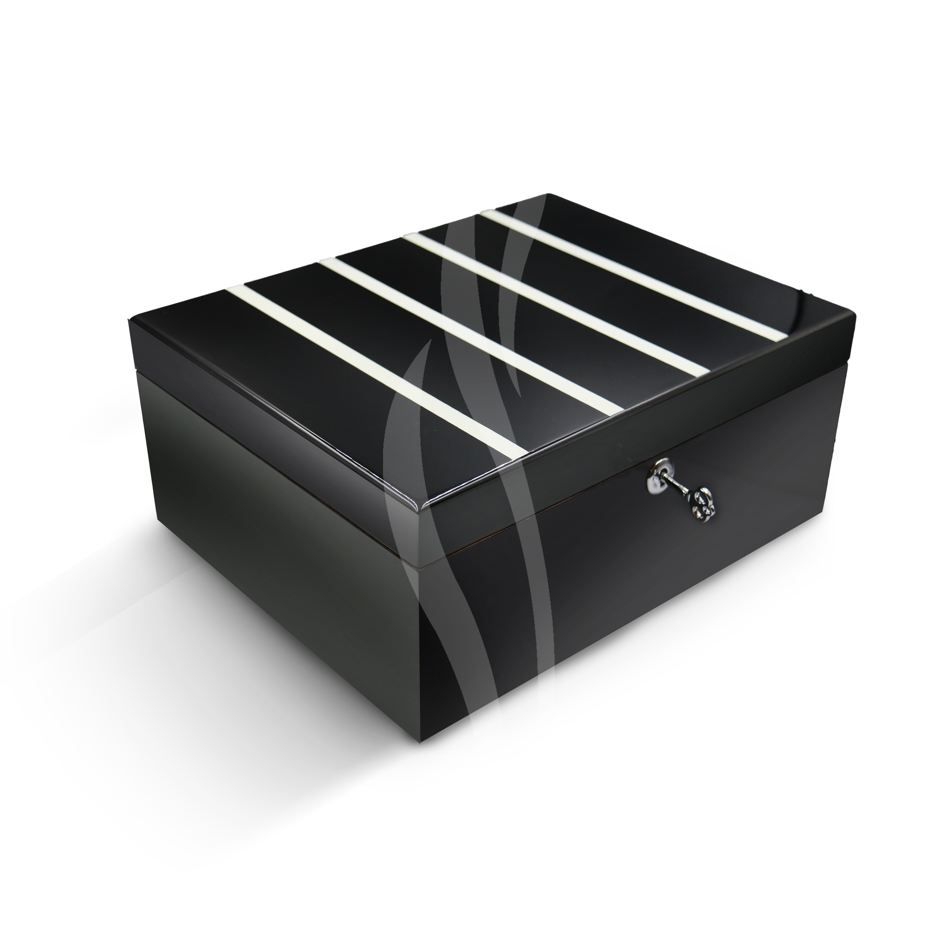 SKRLN Striped Black Lacquer Humidor